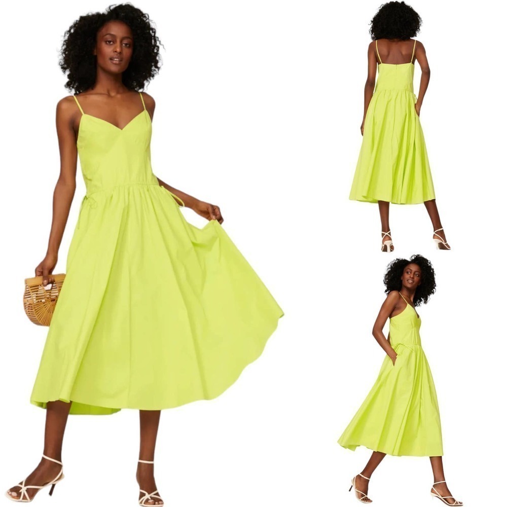 Jason Wu Collective Spring Yellow Spaghetti Strap V-Neck A-Line Dress Size 10